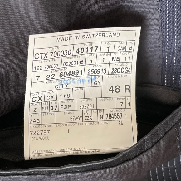 Z Zegna 100% Wool Striped Mens Dress Suit Size 48R - Picture 7 of 16